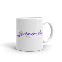 Load image into Gallery viewer, Dream Girls Conference 2021 Theme &quot;I Am More Than Enough&quot; White glossy mug w/purple lettering
